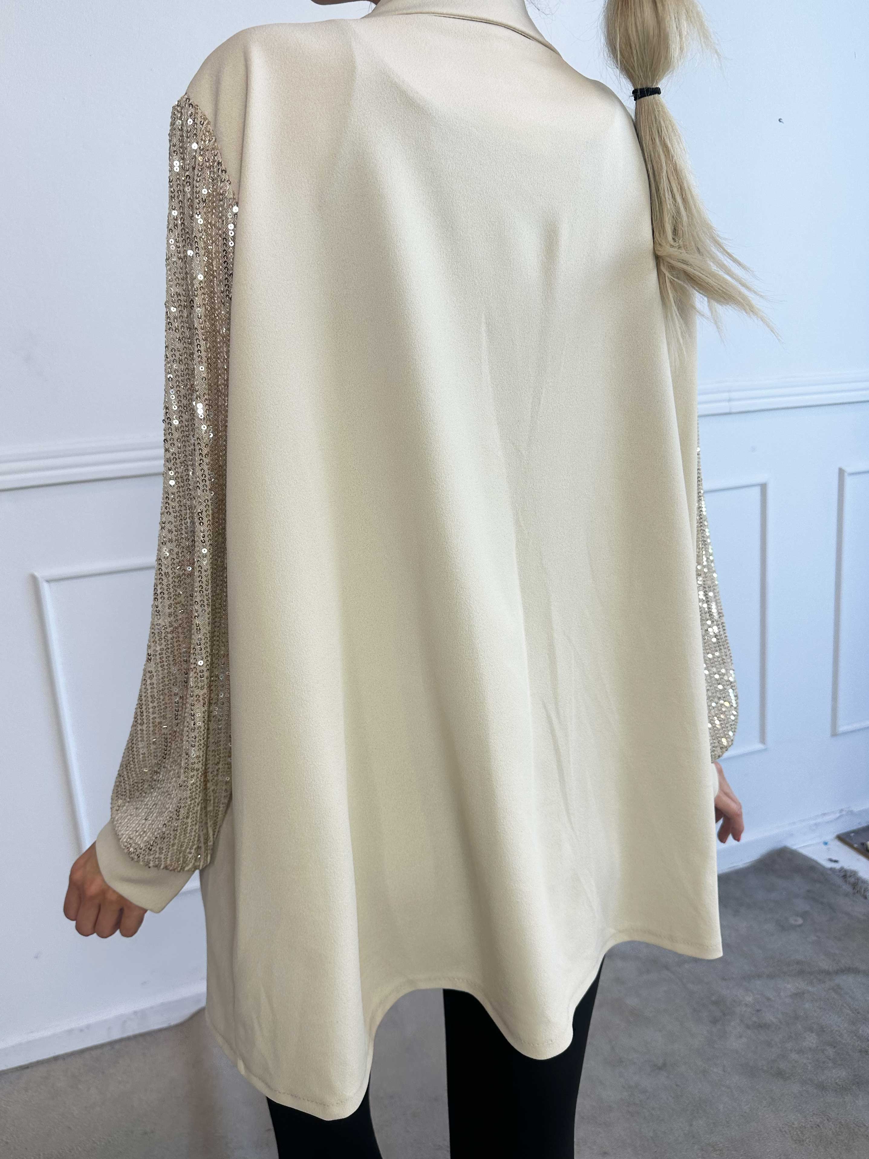 Kata - Oversized kavaj med paljettärmar